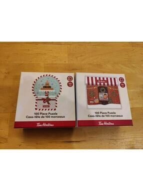 (X2) Tim Hortons 2024 Christmas Jigsaw Puzzles 100 Pcs Snow Globe Gingerbread